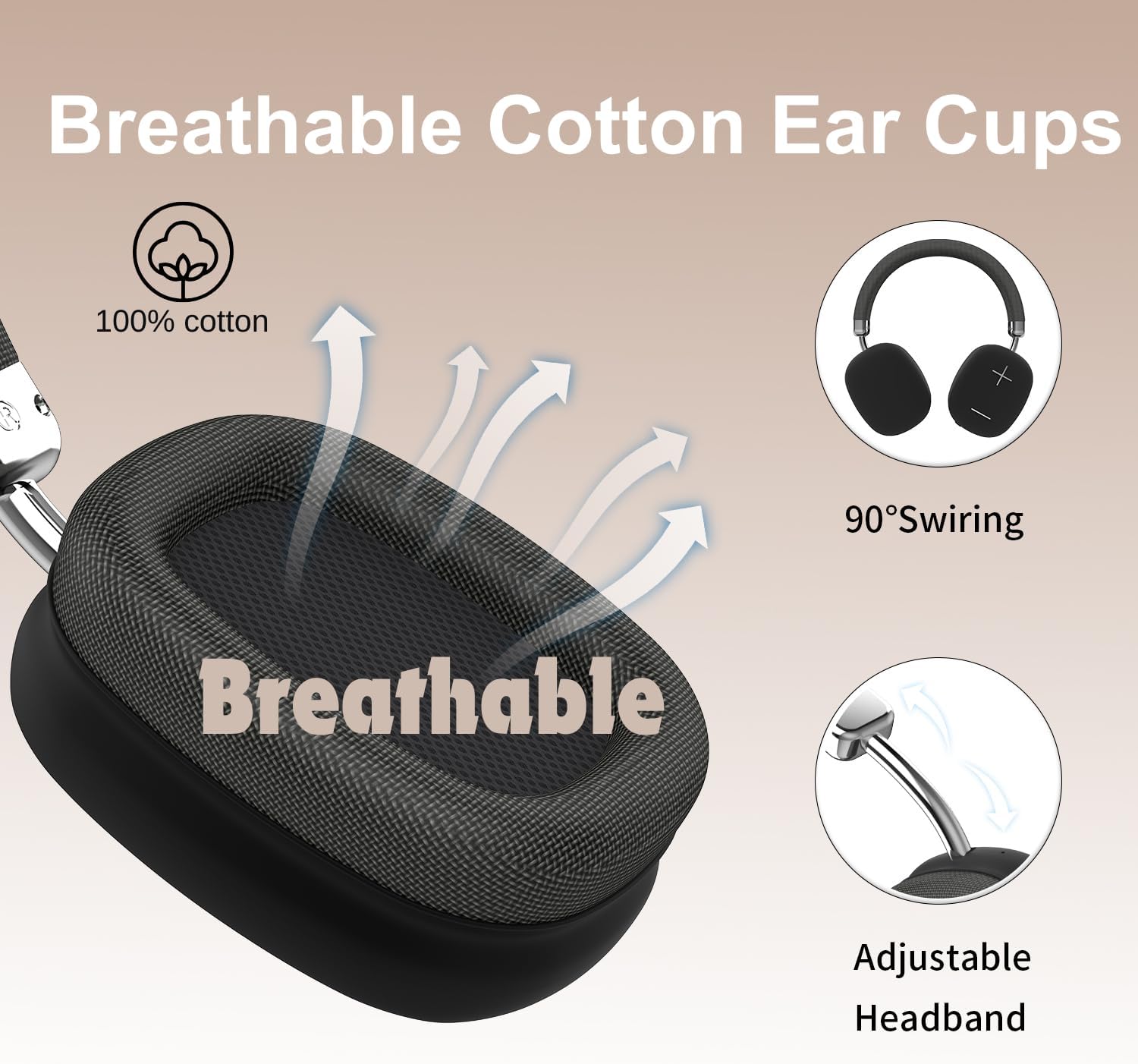 P37 Max Over Ear Bluetooth Headphones, Black Wireless Headphones with Microphone, 80H Playtime,Deep Bass Memory Foam Ear Cups,HiFi Audio, Lightweight Headset,Foldable for Gym,TV, Travel, Home Office - Image 4