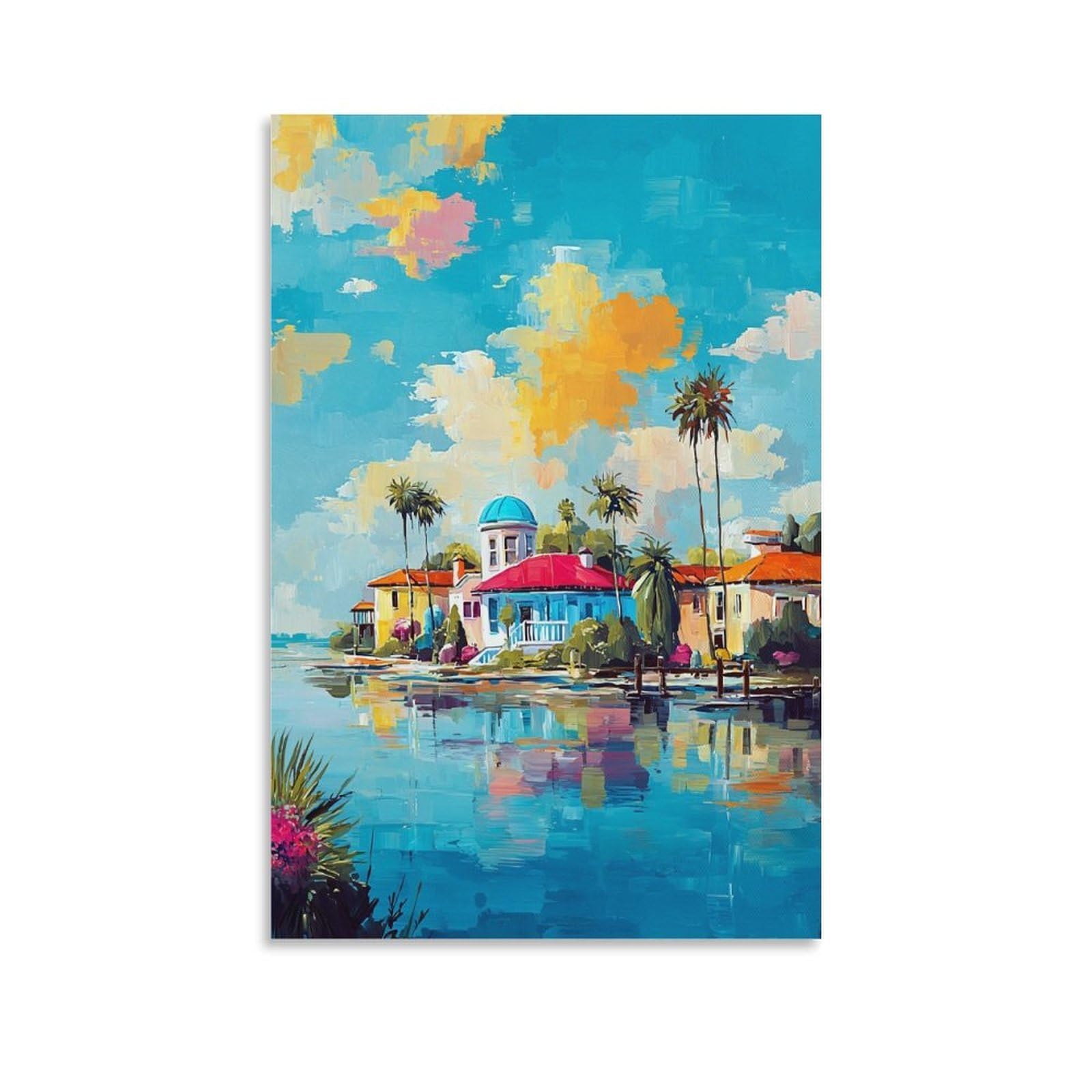 Melbourne Florida Posters 20x30inch(50x75cm) Vintage Watercolor Canvas Art