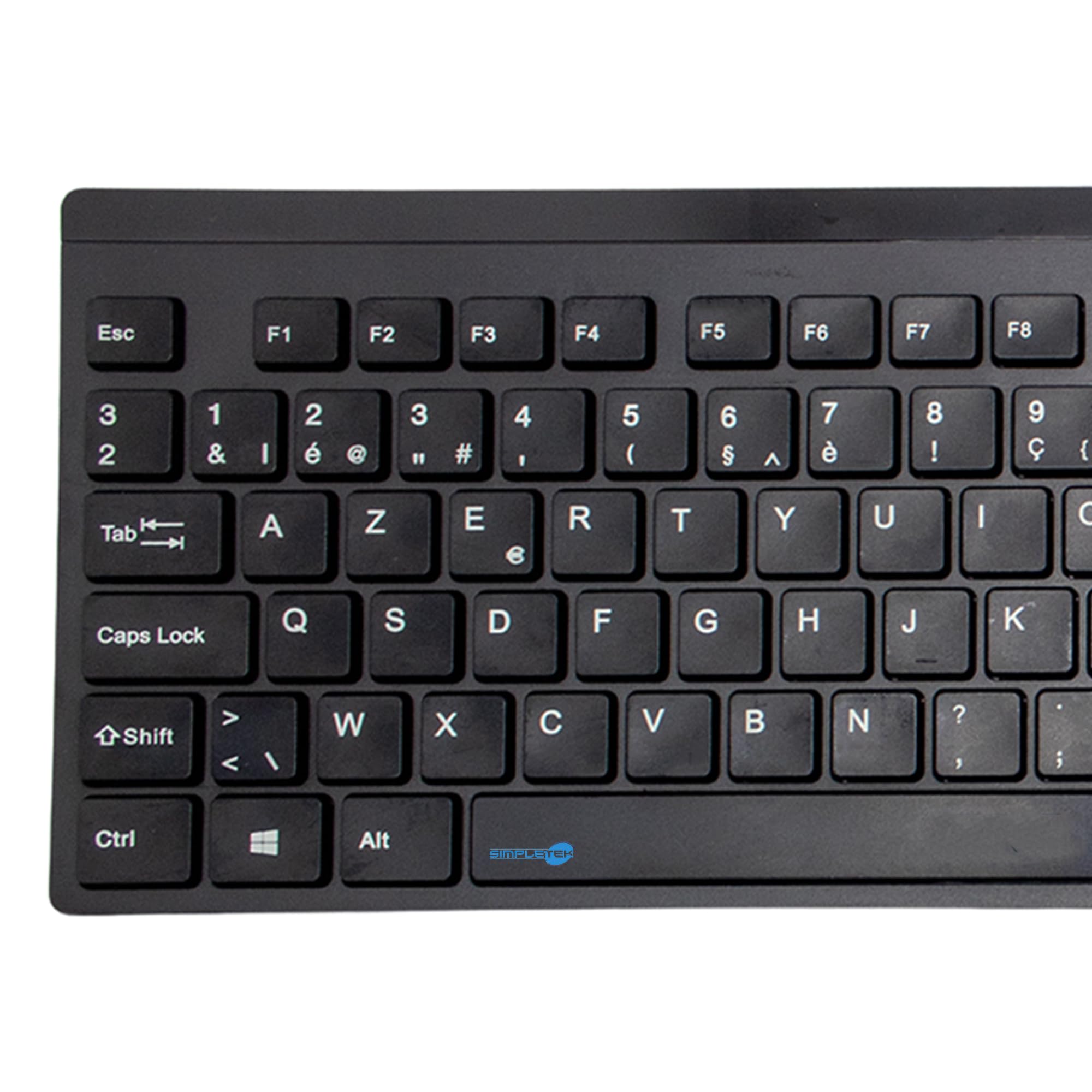 SIMPLETEK - Bezprzewodowa klawiatura i mysz zestaw z odbiornikiem USB Nano | Belgijski układ AZERTY | Mysz optyczna 1000 DPI | Plug & Play