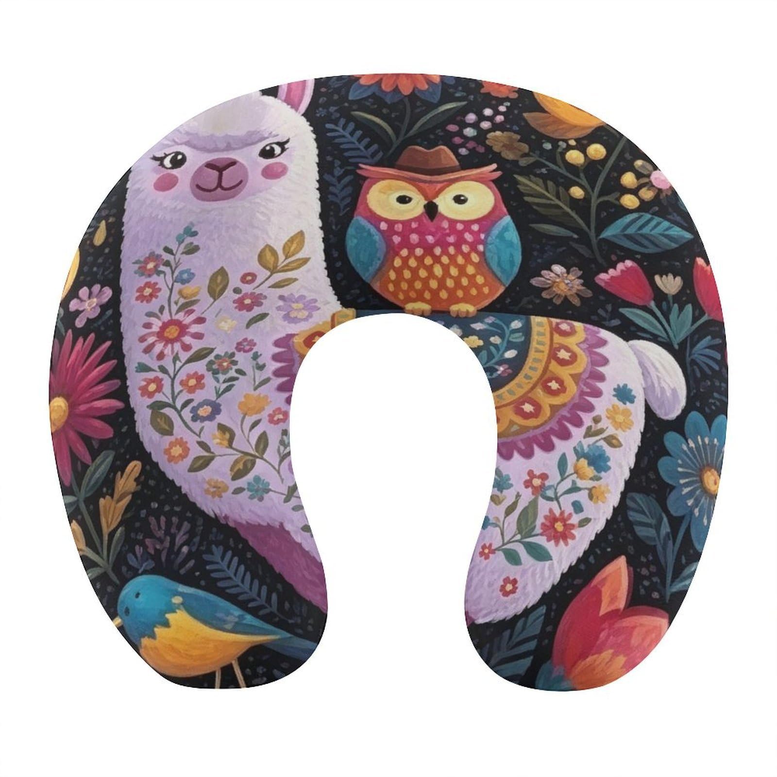 Btcowzrv Style Llama U Shaped Neck Pillow Travel Pillows