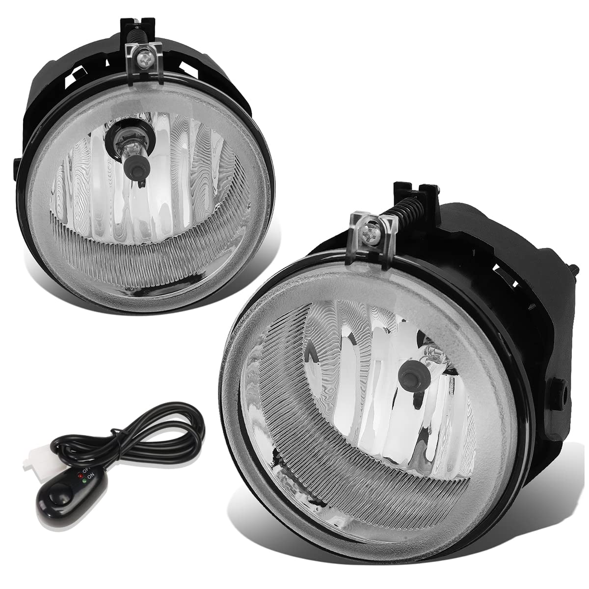 Auto Dynasty Driving Fog Lights Lamps with Switch Compatible with Dodge Charger Challenger Patriot Sebring, Driver and Passenger Side, Clear Lens