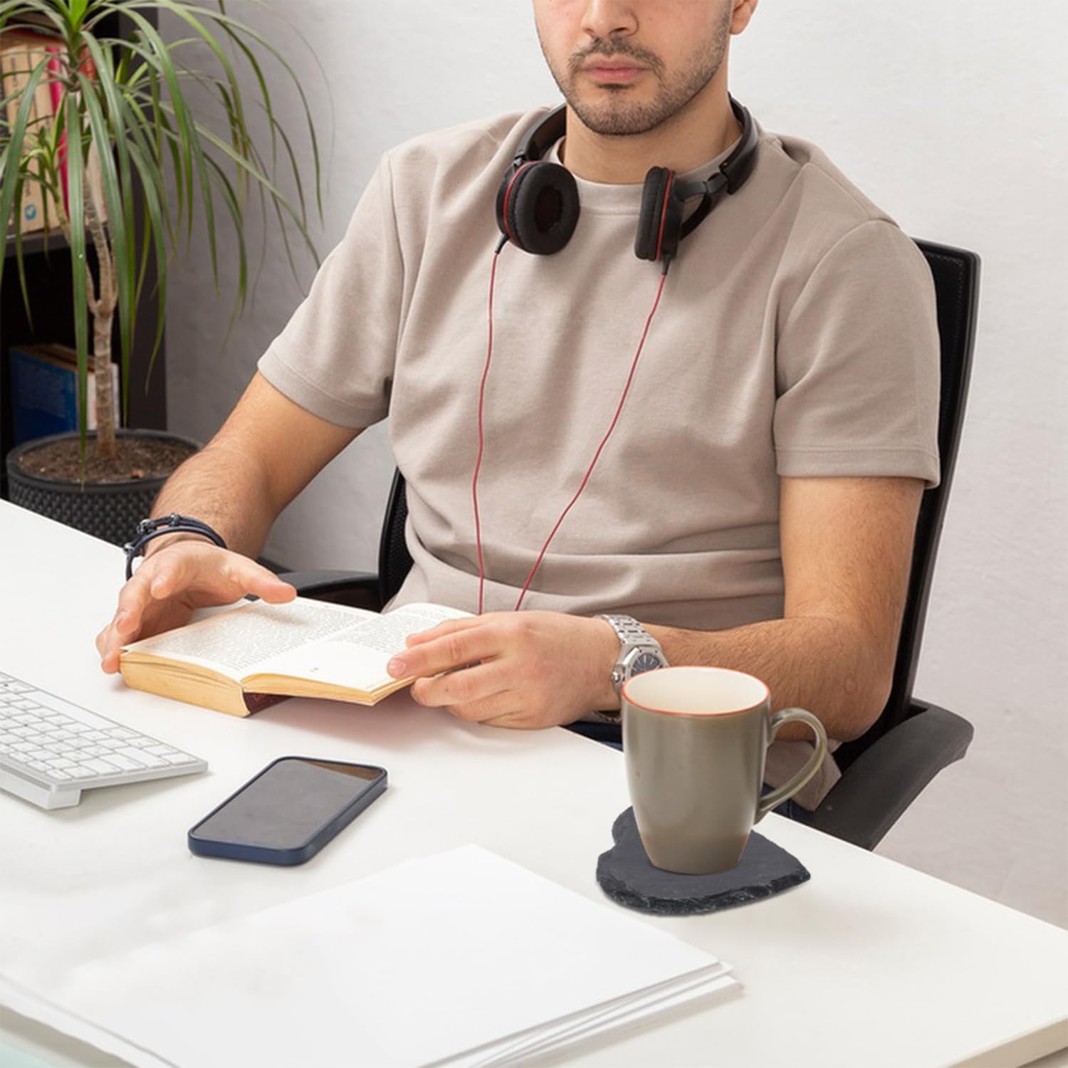 40 Pack 4 Inch Heart Slate Coasters, Black Stone Coasters with Anti-Scratch Bottom, Ideal for Home Decor, Bar, Housewarming Gifts, and Laser Engraving KUKLIPJIM - Image 4