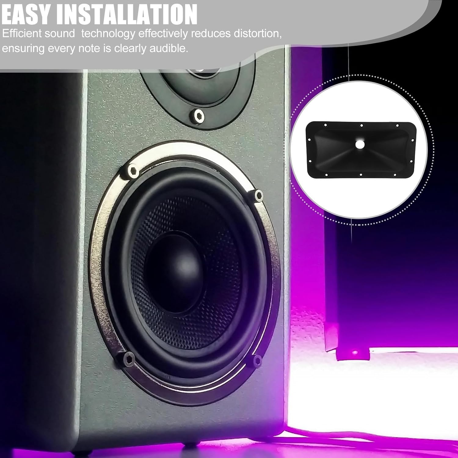 2pcs Screw-On Speaker Horn Flare - 11.6"x6", 1-1/16" Throat Plastic Treble Horn Flare for High-Frequency Tweeter Loudspeaker Compression Drivers Stage and Audio Systems