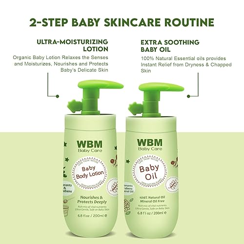 Miniatura 3 de WBM Set de aceite y loción para bebés para un cuidado de la piel suave y saludable, hidratante y nutritivo esencial para recién nacidos con