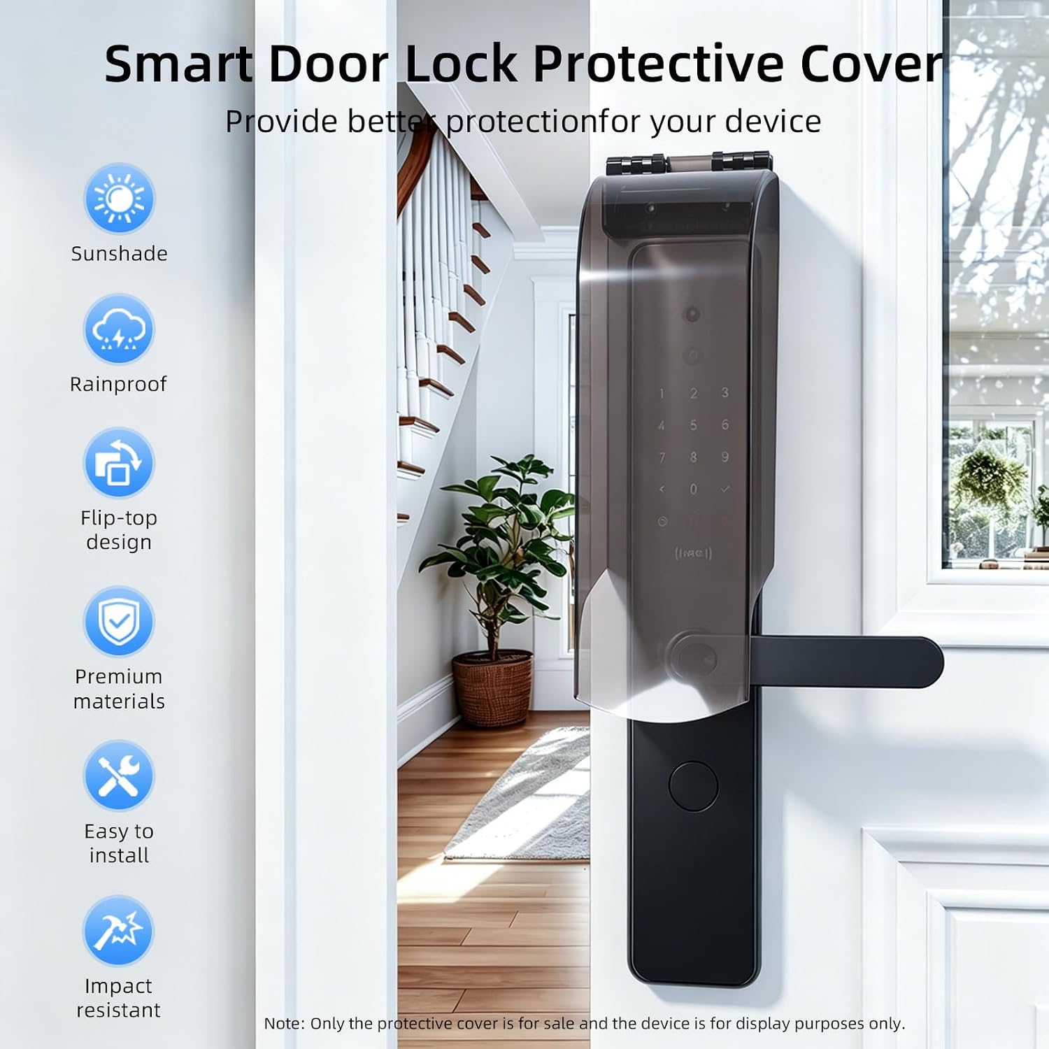 Weatherproof Flip Plastic Door Lock Keypad Sun Cover,Waterproof Protector Shield,Access Control Rain Cover for Smart Door Locks,Keypad Password and Door Phones image 3