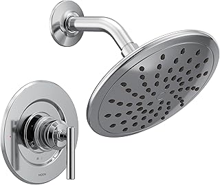 Moen Gibson Chrome Posi-Temp Pressure Balancing Modern Shower Trim with 8-Inch Rain Shower Head, Valve Required, T3002EP