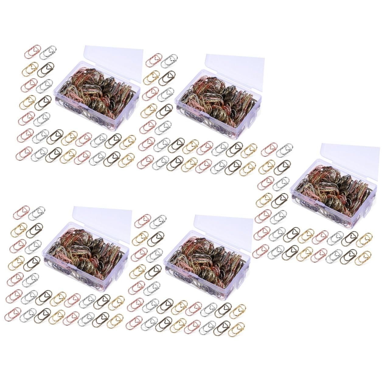 OSALADI 5 Set Mini Love Paper Clip Dovere Novità A Forma Di Spillo Chiave Forniture Per Ufficio Di Moda Scrivania Minuscolo Graffetta Per Fogli Colorato Creazione Metallo 200 Pezzi * 5