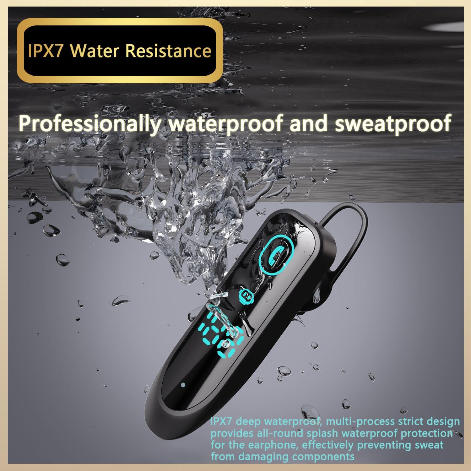Bluetooth Earpiece Wireless CVC8.0 Headset for Cell Phone Dual Mic Noise Canceling Handsfree Phone Earpiece with Mute for iPhone Android Home Office Driving (2)
