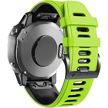 ANCOOL for Fenix 6/7/5/8 47mm Watch Band, 22mm Silicone Soft Band Replacement for Fenix 6 Pro/5 Plus/7 Pro SmartwatchGreen-Black