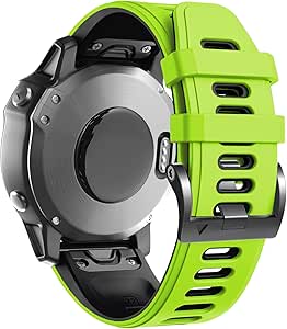 ANCOOL for Fenix 6/7/5/8 47mm Watch Band, 22mm Silicone Soft Band Replacement for Fenix 6 Pro/5 Plus/7 Pro Smartwatch(Green-Black)