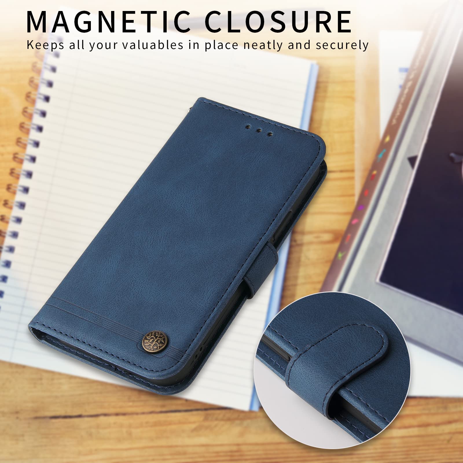 Cover Portafoglio Pelle Per Xiaomi Redmi Note 13 Pro 4G - Blu Con Supporto E Chiusura Magnetica - COMAKU - 3