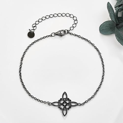 Miniatura 4 de YAFEINI Pulsera de nudo de brujas de plata de ley, pulsera de nudo de bruja celta, joyería para mujeres y niñas, Plata de ley