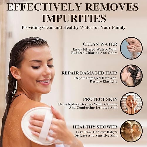 Miniatura 4 de Cabezal de ducha filtrado con filtro de ducha de 20 etapas, dos cartuchos de filtro de repuesto, cabezal de ducha de lluvia de alta presión para