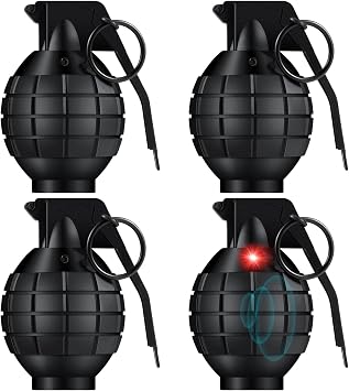 Sratte 8 Pcs Toy Hand Grenades with Realistic Sound Effects and Flashing Light, Plastic Fake Grenades Military for Army Role Play Prop Black