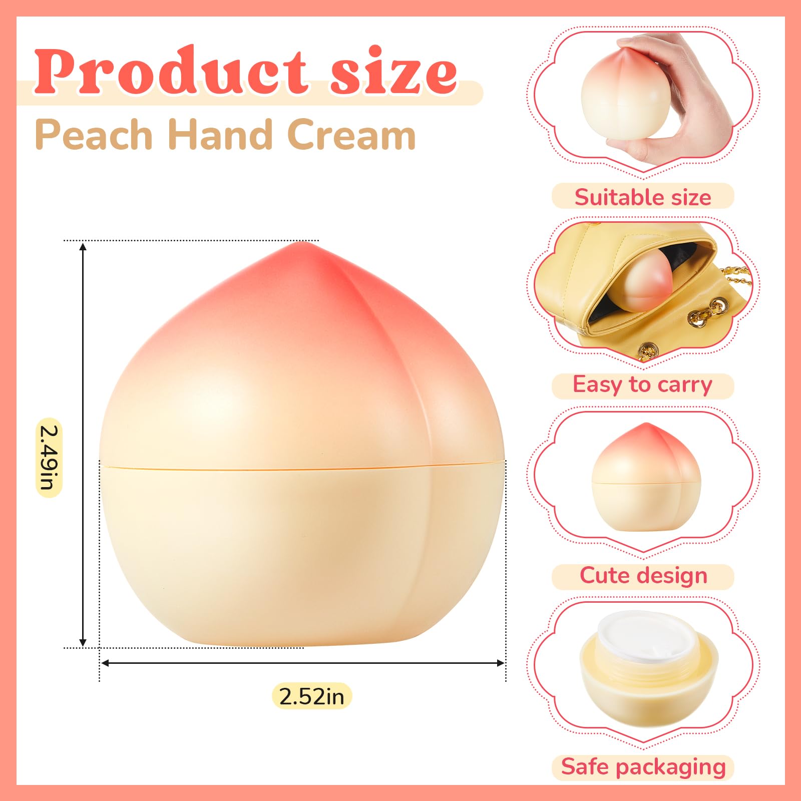 Set di 12 creme mani alla pesca da regalare a donne, divertente regalo di Natale con crema mani alla frutta per insegnanti, madri, infermieri, addio al nubilato e dipendenti.