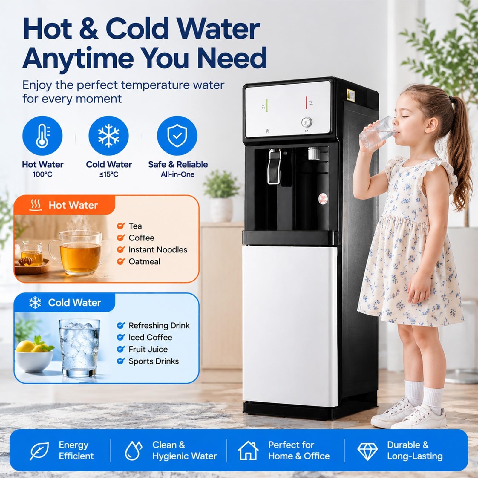 Dispensador de Agua Filtrada, Caliente Fría, 3 Temperaturas