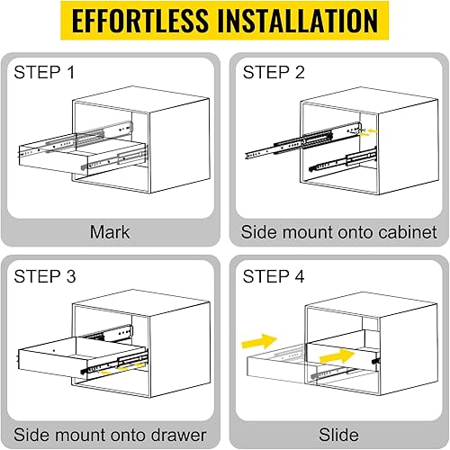 Miniatura 8 de VEVOR Diapositivas para cajones, 1 par de correderas de cajón de bloqueo de 40 pulgadas, capacidad de carga de 500 libras, deslizadores de cajón de