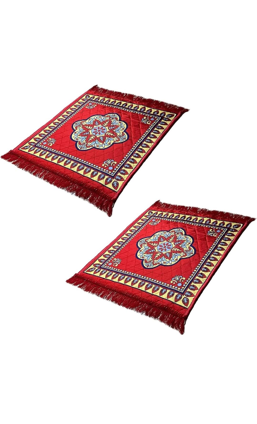 Dev Arts and Craft Velvet Pooja Mat for Sitting on Floor, Big Aasan for Puja Room Washable - Pack of 2 (24x24 Inch) Set of 2-image-39