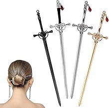 Pack of 4 Chinese Hairpin Chopsticks Sword Shape Hair Stick Pendant Antique Style Sword Chopsticks Chinese Vintage Style Sticks for Women Hair Accessories