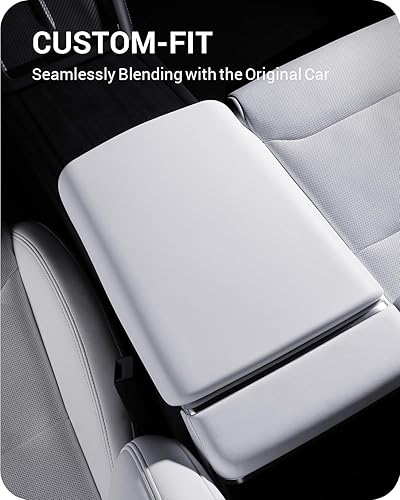 Miniatura 54 de BASENOR Funda para consola central mejorada para Tesla Modelo Y Modelo 3, funda de reposabrazos de TPU antideslizante, accesorios interiores