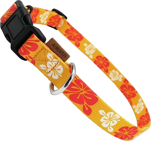 Collar de perro, bonito patrón floral, collar suave y ajustable con hebilla de liberación rápida (S (cuello 11-18 pulgadas, ancho 58 pulgadas),