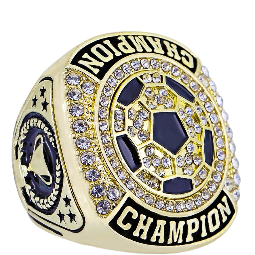 12 Pcs Soccer Ring Soccer Championship Ring Trophy Award Gift for Tournament or League Champion Winner ， from Size 7 to 104