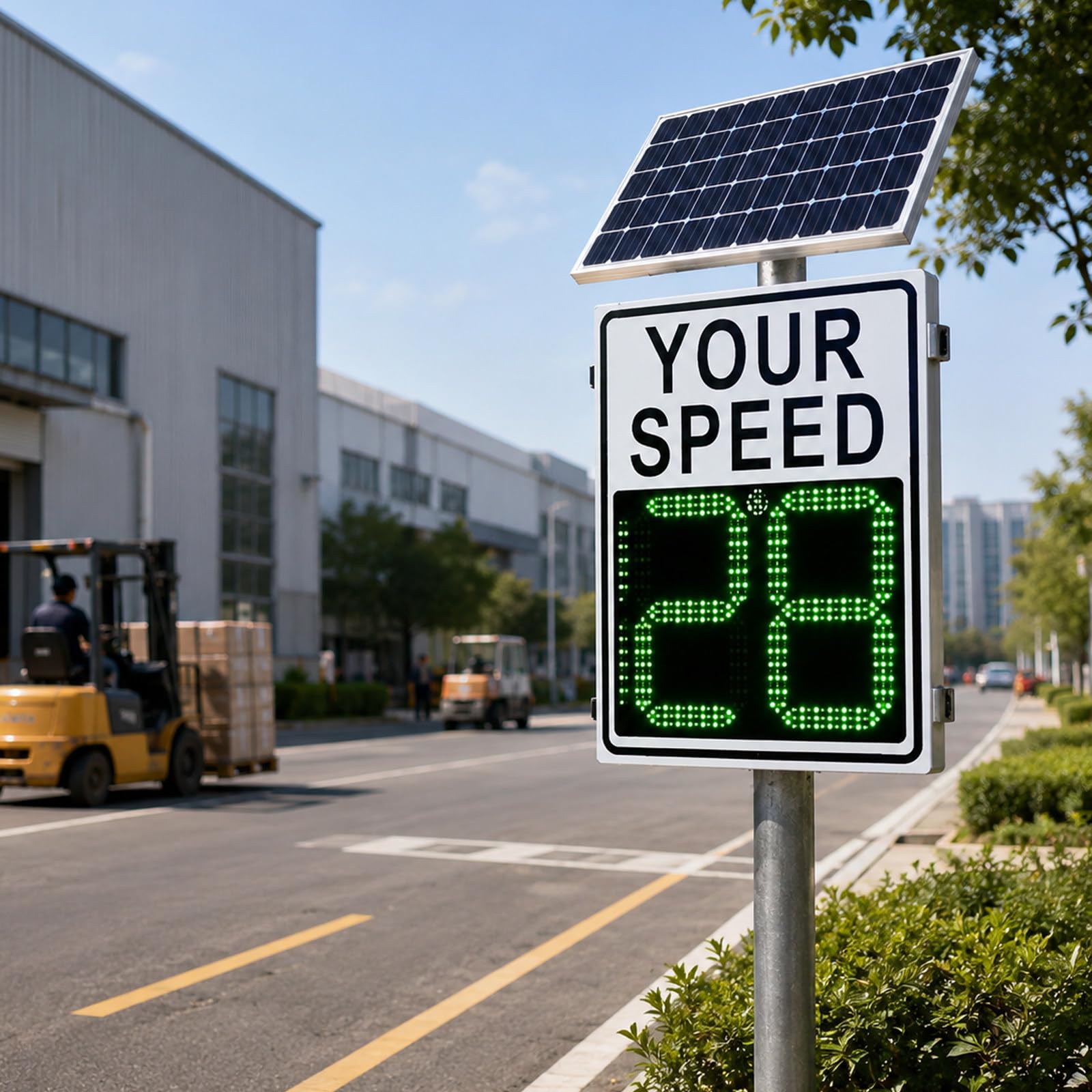 Señal Radar Velocidad Solar LED, Cartel De Límite De Velocidad Con Detección Por Radar, Pantalla Roja/Verde Y Mando a Distancia Para Colegios, Comunidades, Granjas Y Zonas Industriales 20"×27"