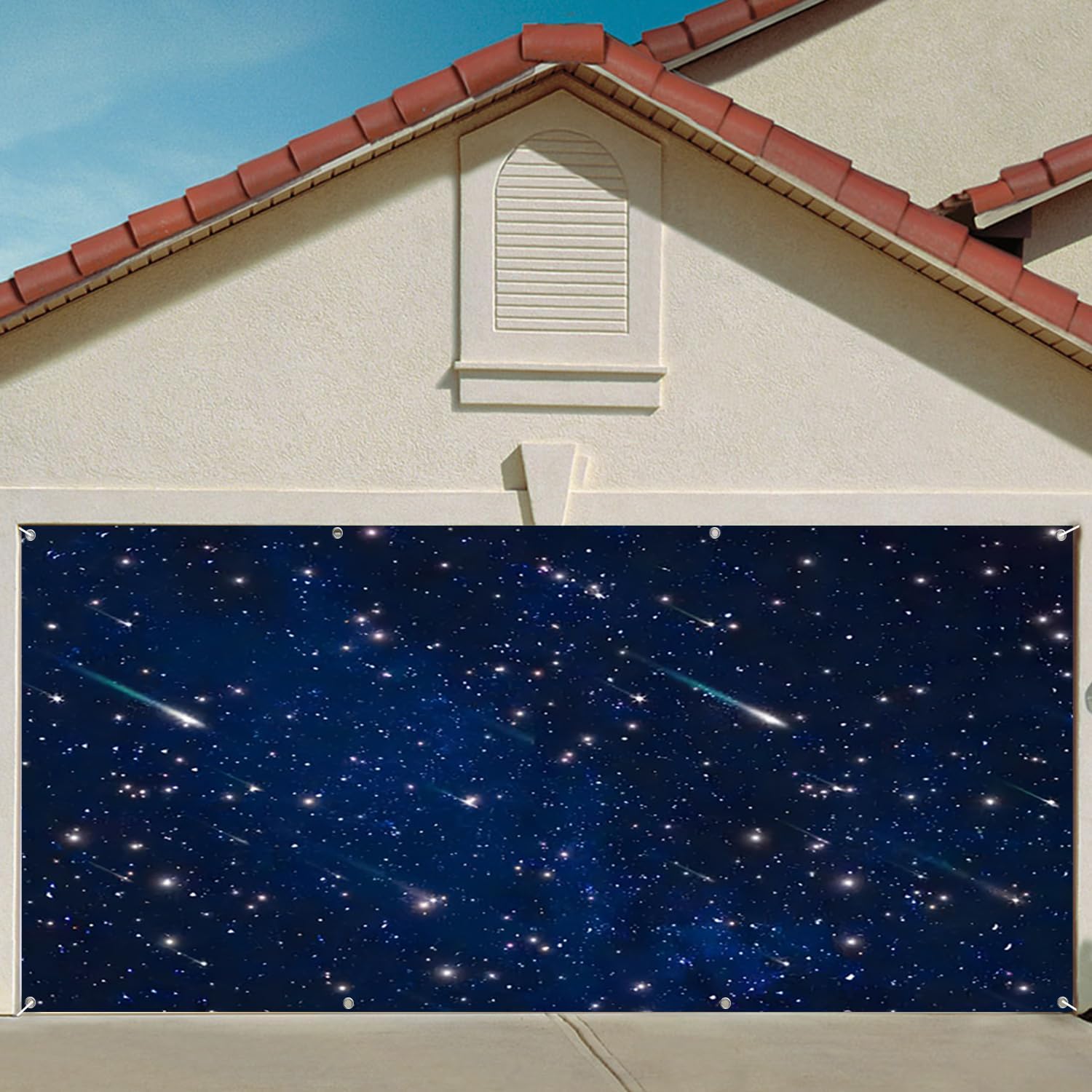 7x16ft Galaxy Stars Garage Door Decor Meteor Universe Space Starry Cosmic Night Sky Scenery Garage Door Backdrop for Constellation Celestial Theme Wedding Garage Door Banner