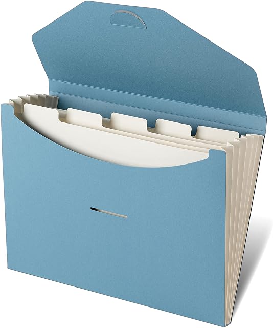 ECOLIFE 6-Pockets Recyclable Paper Expanding File Document Folder Plastic Free, Accordian File Organizer - A4 Letter Size, 200 Sheet for School, Office, Home Carolina