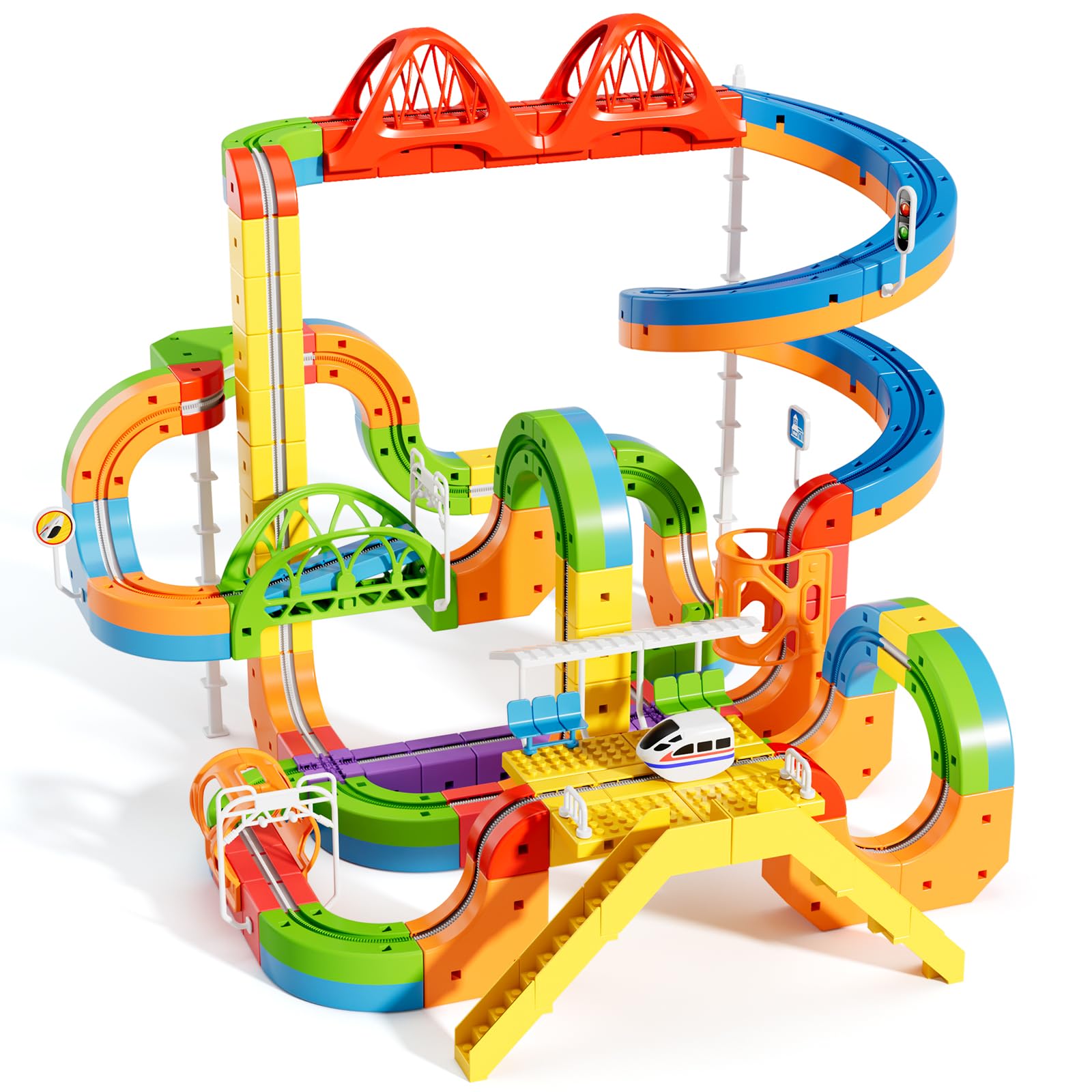 152 pcs KlickRail Electric Train Set Race Track for 3 4 5 6 7 8 Years Old