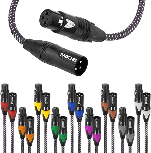 MIKIZ XLR hembra a 14 TRS Cable de micrófono adaptador con mangas trenzadas de 10 pies