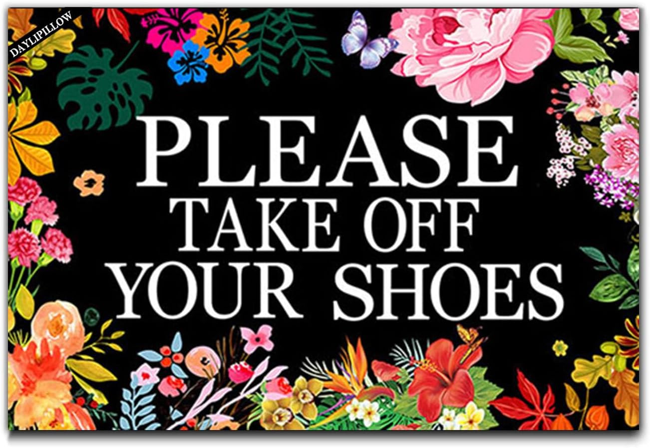 Funny Welcome Mats Please Take Off Your Shoes Mat Door Mat Remove Your Shoes Doormat Outdoor 23.6" x 15.7"