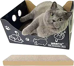 WRBTA Caixa arranhadora para gatos e cama para gatos com almofada de papelão dupla face recarregável, arranha e dorme, fácil de limpar e montar, arranhadores para gatos