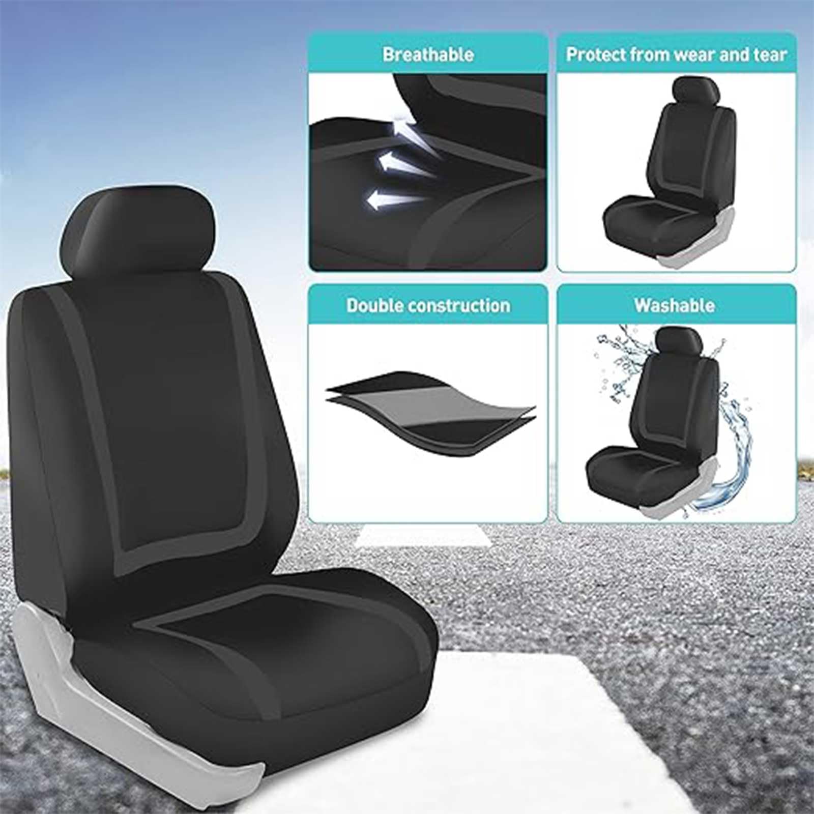Autositzbezüge Set Für Fiat 500L Living(351)/500L MPW(351)/500L PRO(330)/500L Trekking(330),9pcs Sitzbezüge Vorne Hinten Autositz Schonbezug Protektoren Stoff Sitzbezug Auto-Zubehör Innenraum
