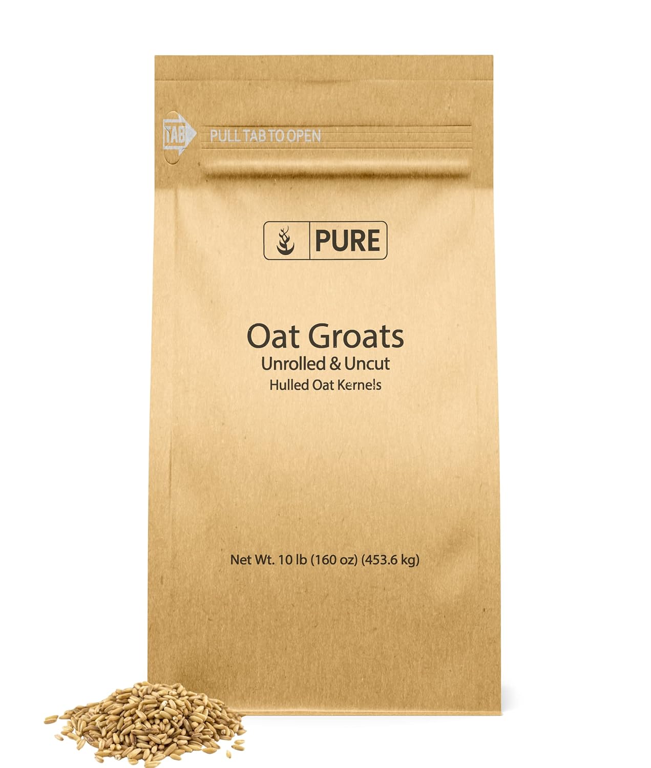 Pure Original Ingredients Oat Groats (10 lb), Whole, Uncut & Hulless, High in Protein, Oat Kernels