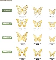 Vista 5 de SAOROPEB Decoración de pared de mariposa 3D, 48 piezas, 4 estilos, 3 tamaños, decoraciones de mariposa dorada para celebraciones de cumpleaños