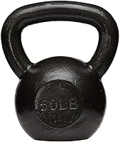 Amazon Basics 50 lb Cast Iron Kettlebell - Durable Painted Finish, Textured Wide Grip for Versatile Workouts