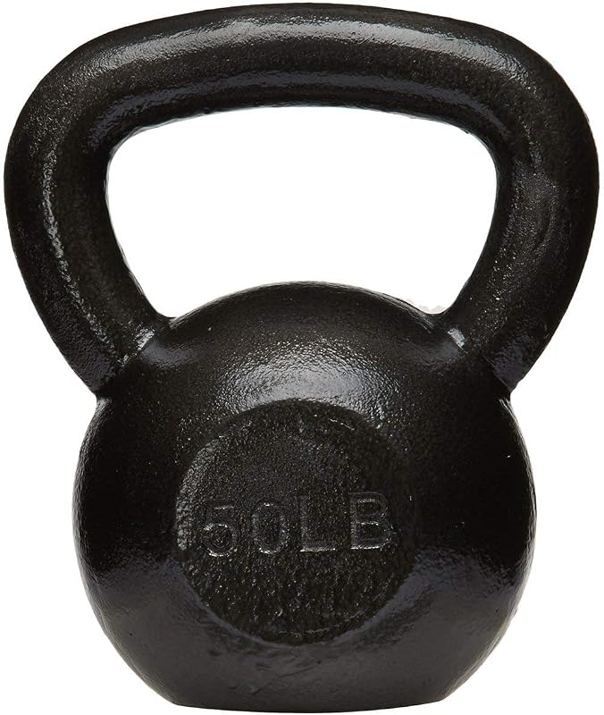 Pesa rusa de hierro fundido para entrenamiento de fuerza, mango ancho texturizado, negro