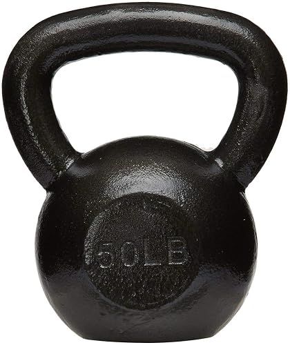 Amazon Basics Cast Iron Kettlebell for Strength Training, Textured Wide Handle, Black - 50 Pounds