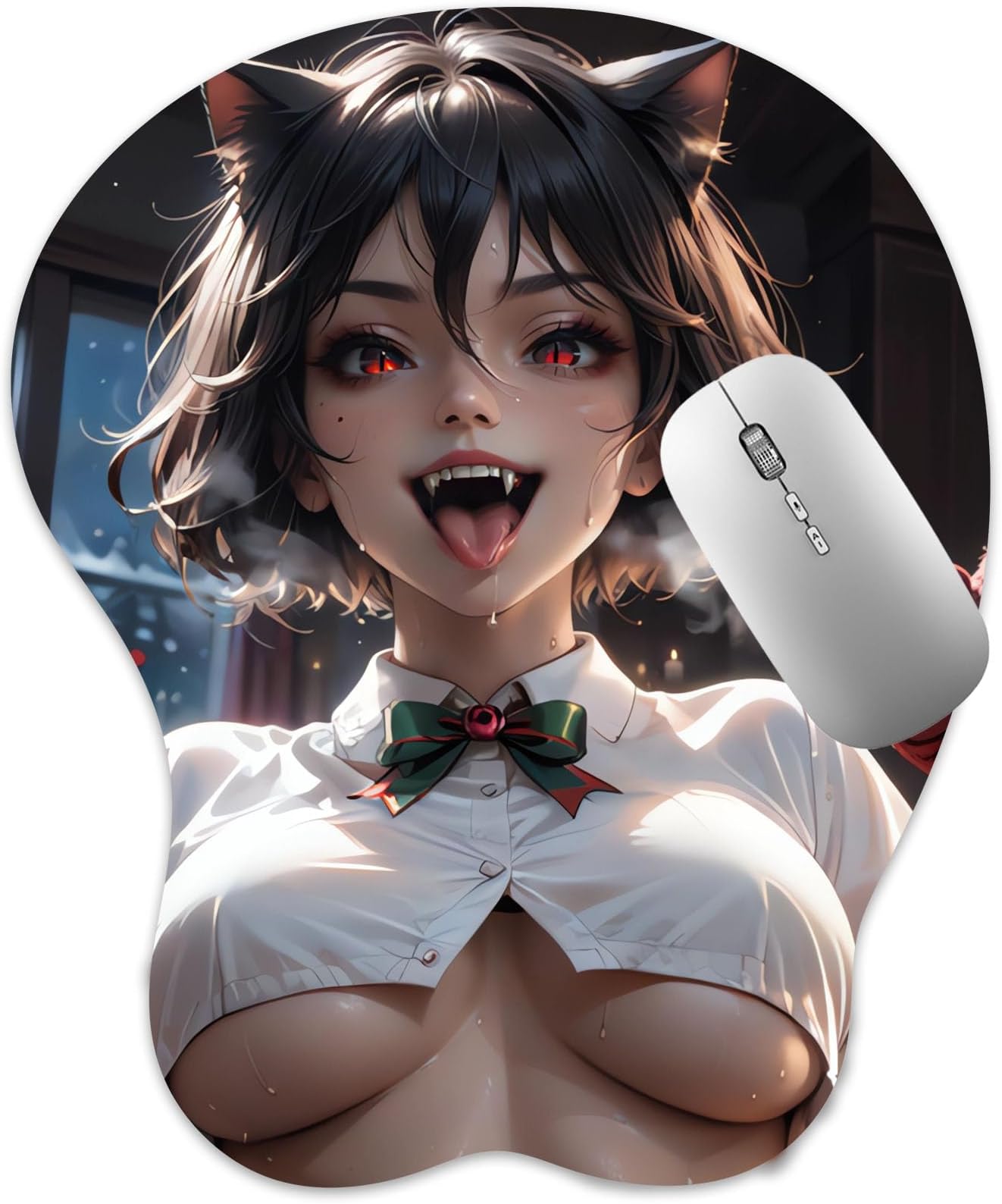 3D Mouse Pad with Silicone Breasts, Mousepad with Hand Rest, Non-Slip Anime Manga Ergonomic Mouse Pad Wrist Rest for Office Game (Micchan)