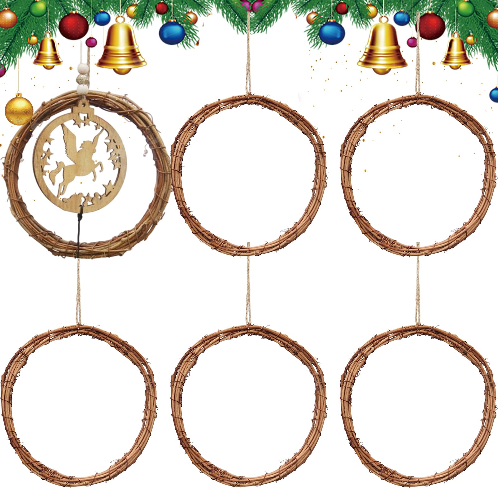 Guirlande de couronne en rotin pour décoration de maison et fête