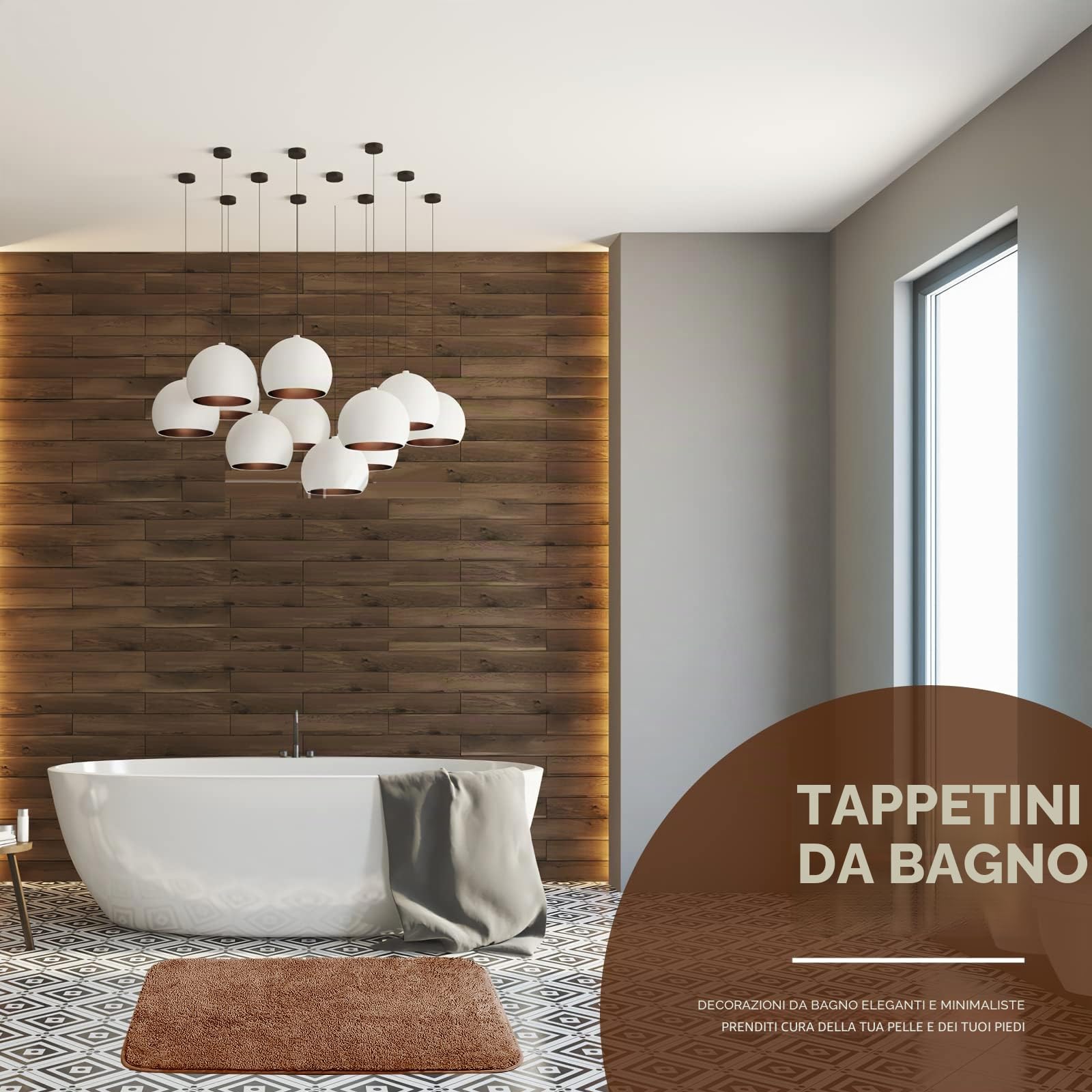 GONICVIN Tappeto da bagno, 50 x 80 cm, in soffice microfibra, assorbente, antiscivolo, lavabile in lavatrice, per vasca, doccia e bagno (marrone scuro)