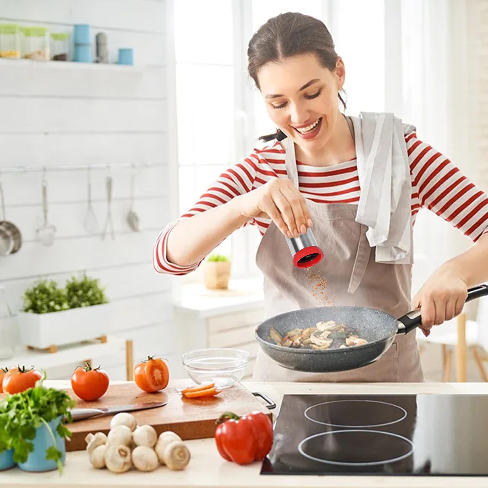 Chilimühle Edelstahl & Glas,Chilischneider für Getrocknete Chilis und Grobe Gewürze,Gewürzschneider Schneidwerk set mit Schneideklinge,für viele Paprikasorten geeignet
