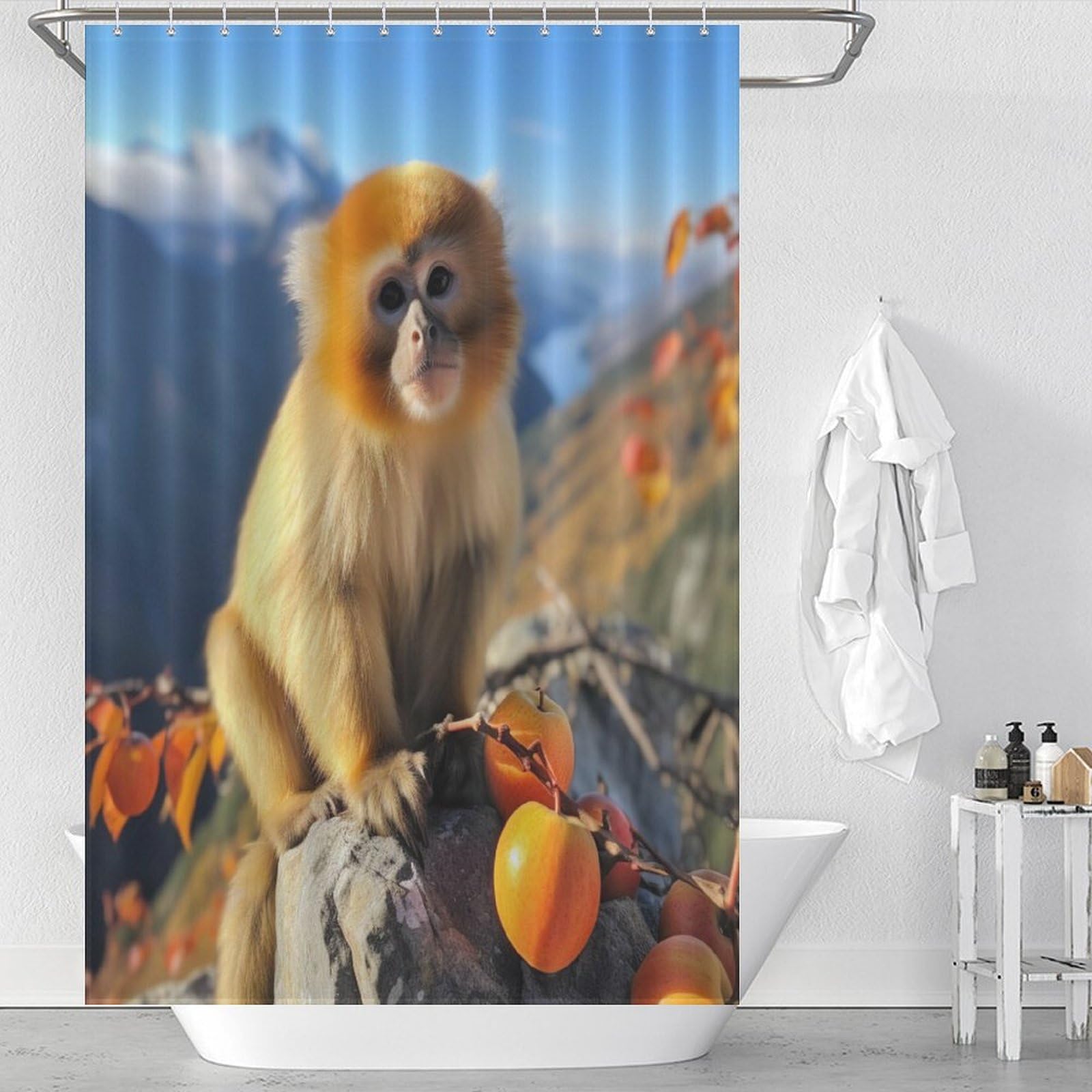Rideau de douche singe et eau pour égayer la salle de bain des enfants