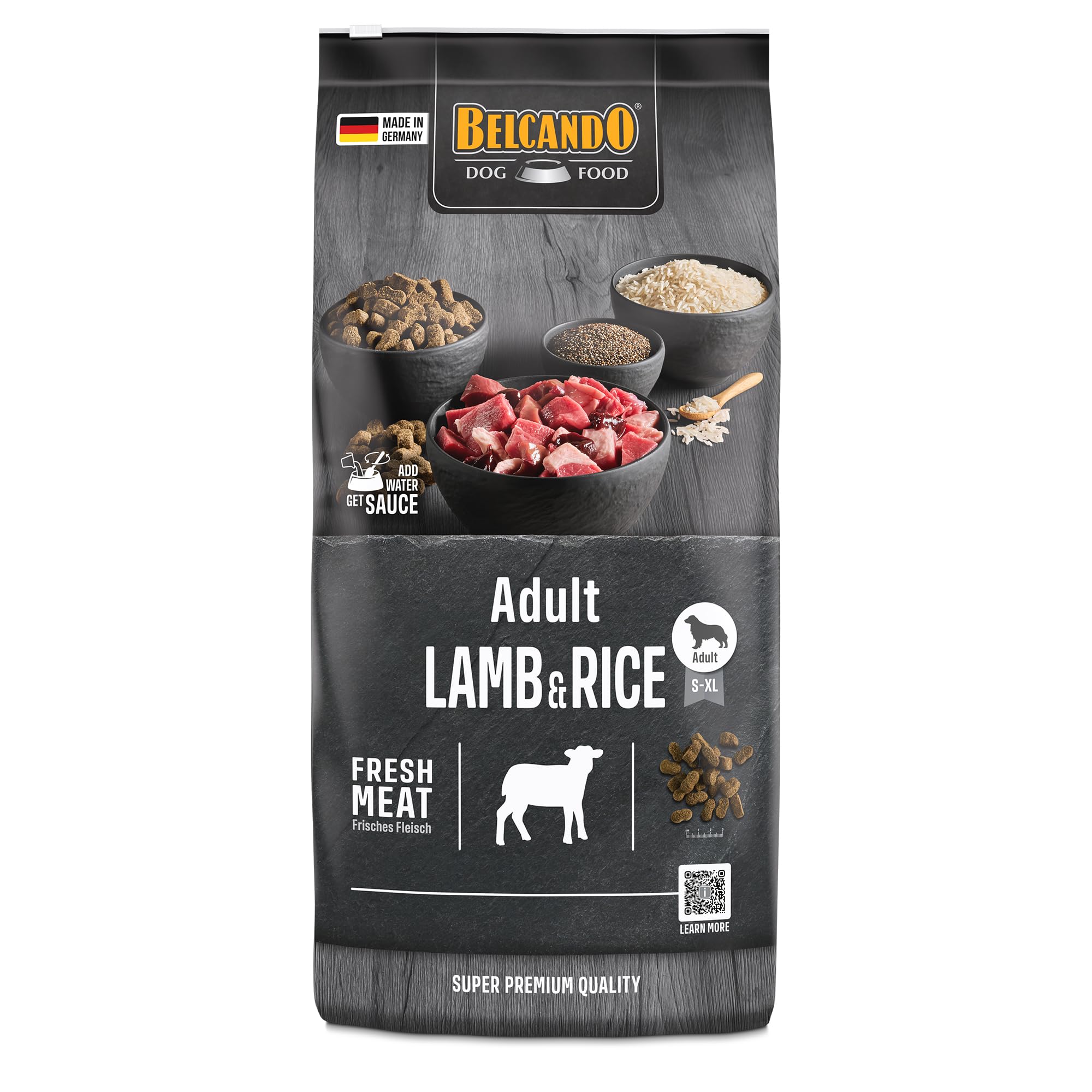 BELCANDO Adult Lamb & Rice [12,5 kg] Hundefutter | Trockenfutter mit Lamm für empfindliche Hunde | Alleinfuttermittel für ausgewachsene Hunde ab 1 Jahr