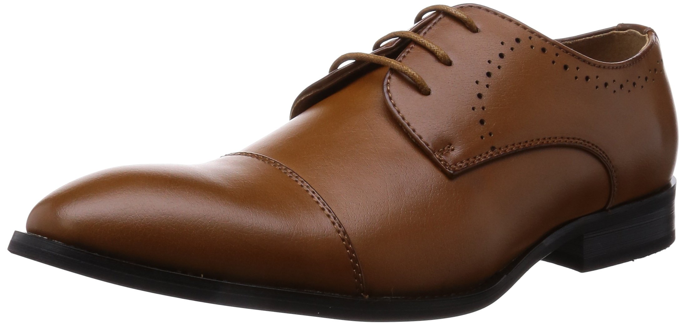 MM ONE Mens Oxford Lace-up Straight Tip Shoes Medallion Black Brown Dark Brown
