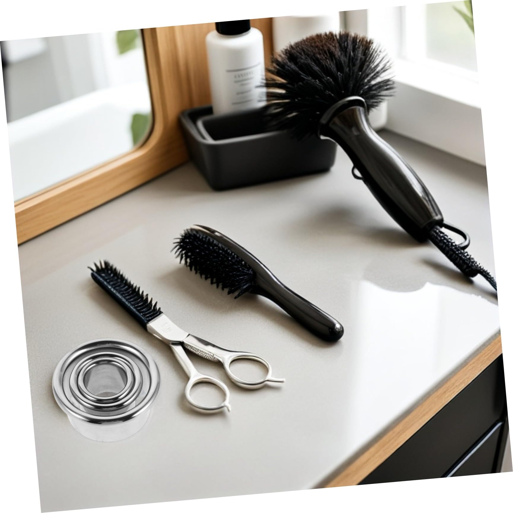 Healifty Soporte para Secador de Pelo para Tubo de Viento 6 Piezas de Acero Inoxidable Compacto Soporte Estable y Organización de Accesorios para Baño y Barbería
