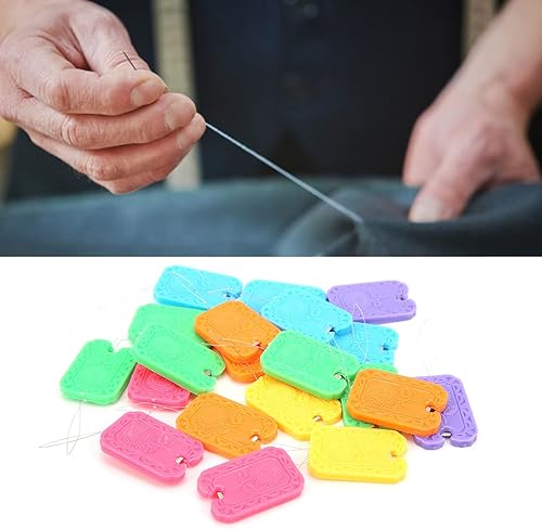 Miniatura 6 de Enhebrador de aguja enhebrador de aguja de plástico delgado y largo 20 piezas de mango cuadrado con función de cortador de hilo herramienta de