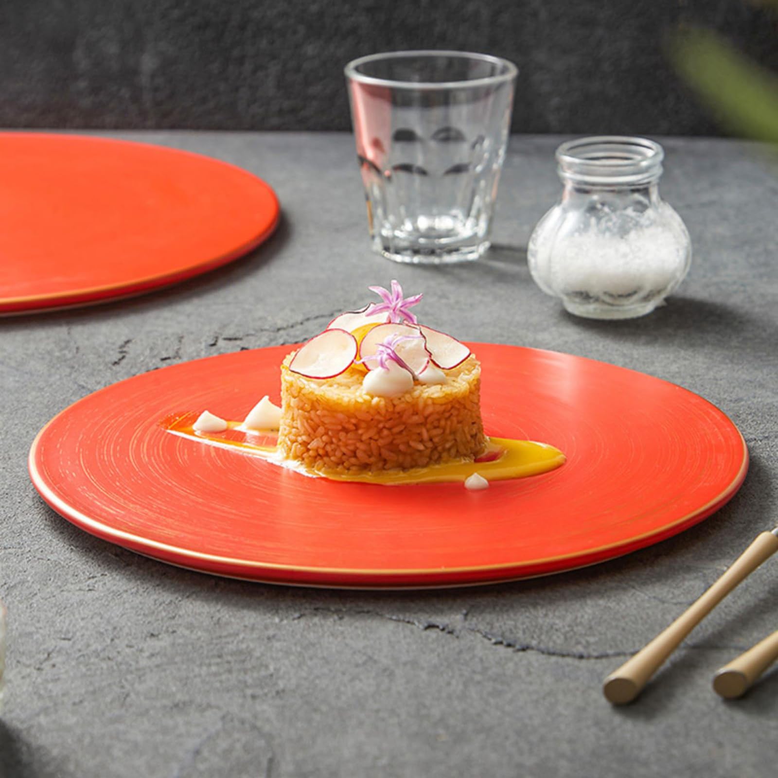 Piatto da Cucina, Piatto Rotondo in Ceramica, Stoviglie Moderne, Piatto da Dessert per Pasta, Piatto Piano, Lavabile in Lavastoviglie nel Microonde(Size:30.5 * 30.5 * 1.5CM)