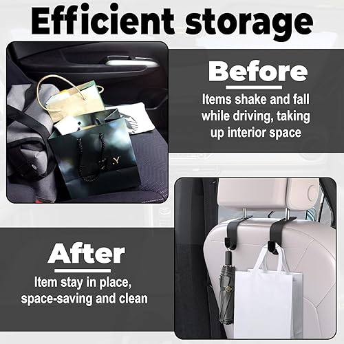 Miniatura 6 de 2 ganchos para bolsos de coche Bonitos ganchos ocultos de cuero para bolsos y bolsos, SUV, minivan, camión